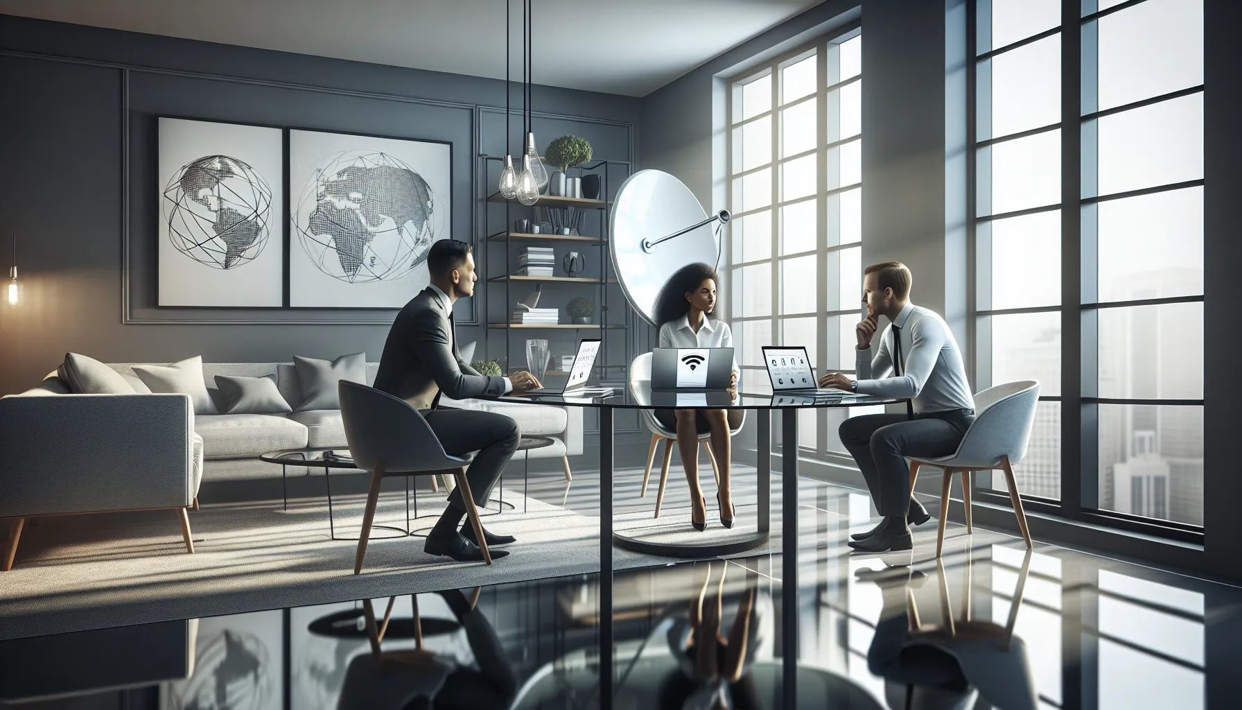 diverse professionals collaborating in a modern home office.