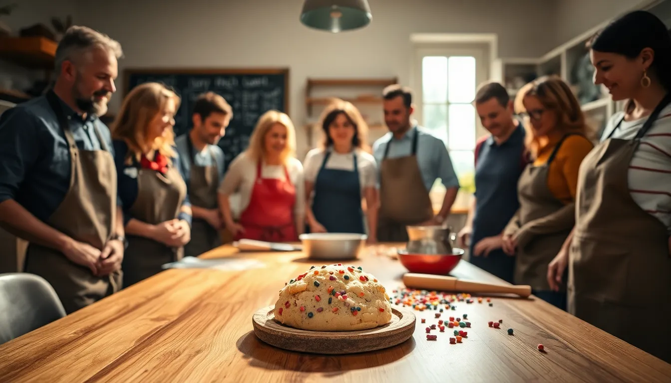 diverse bakers creating cookies in a cozy kitchen.