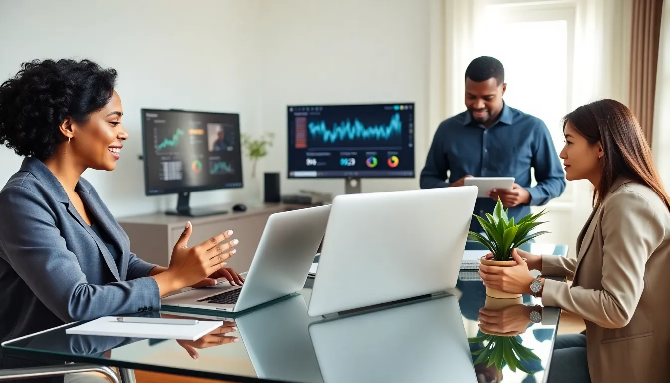 diverse professionals engaging in a virtual networking session from home.