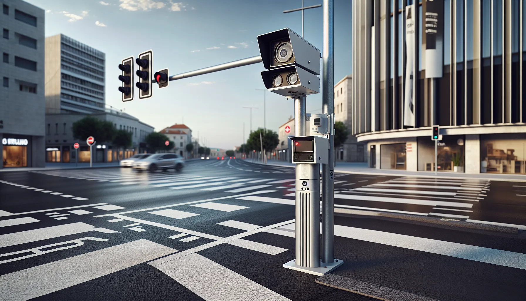 Traffic camera monitoring red light intersection in Croatia