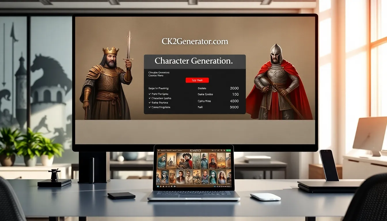 digital character generator for Crusader Kings II in a modern office.