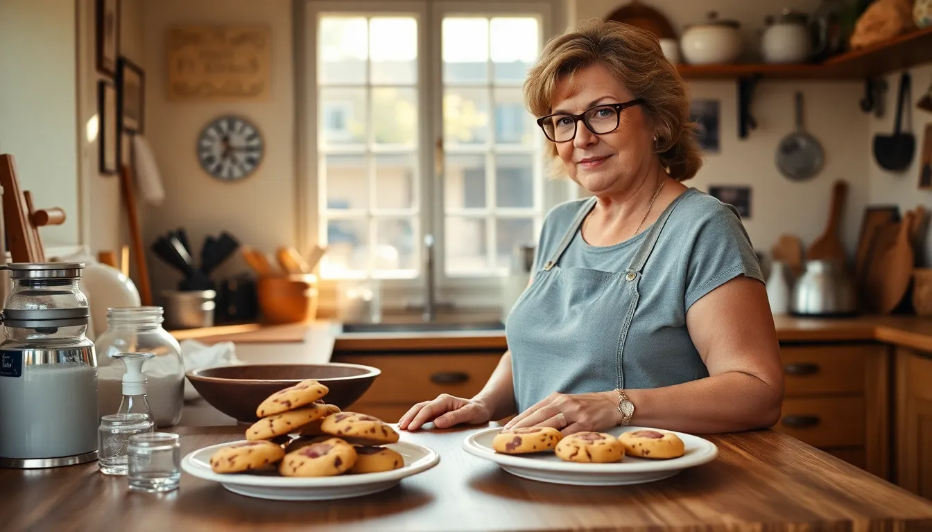 baker in a cozy kitchen with freshly baked cookies.