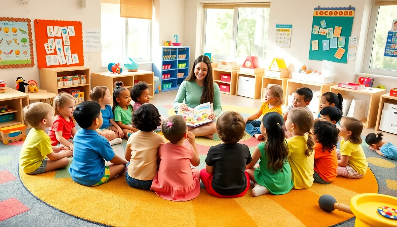 children engaging in a joyful circle time in a preschool classroom.