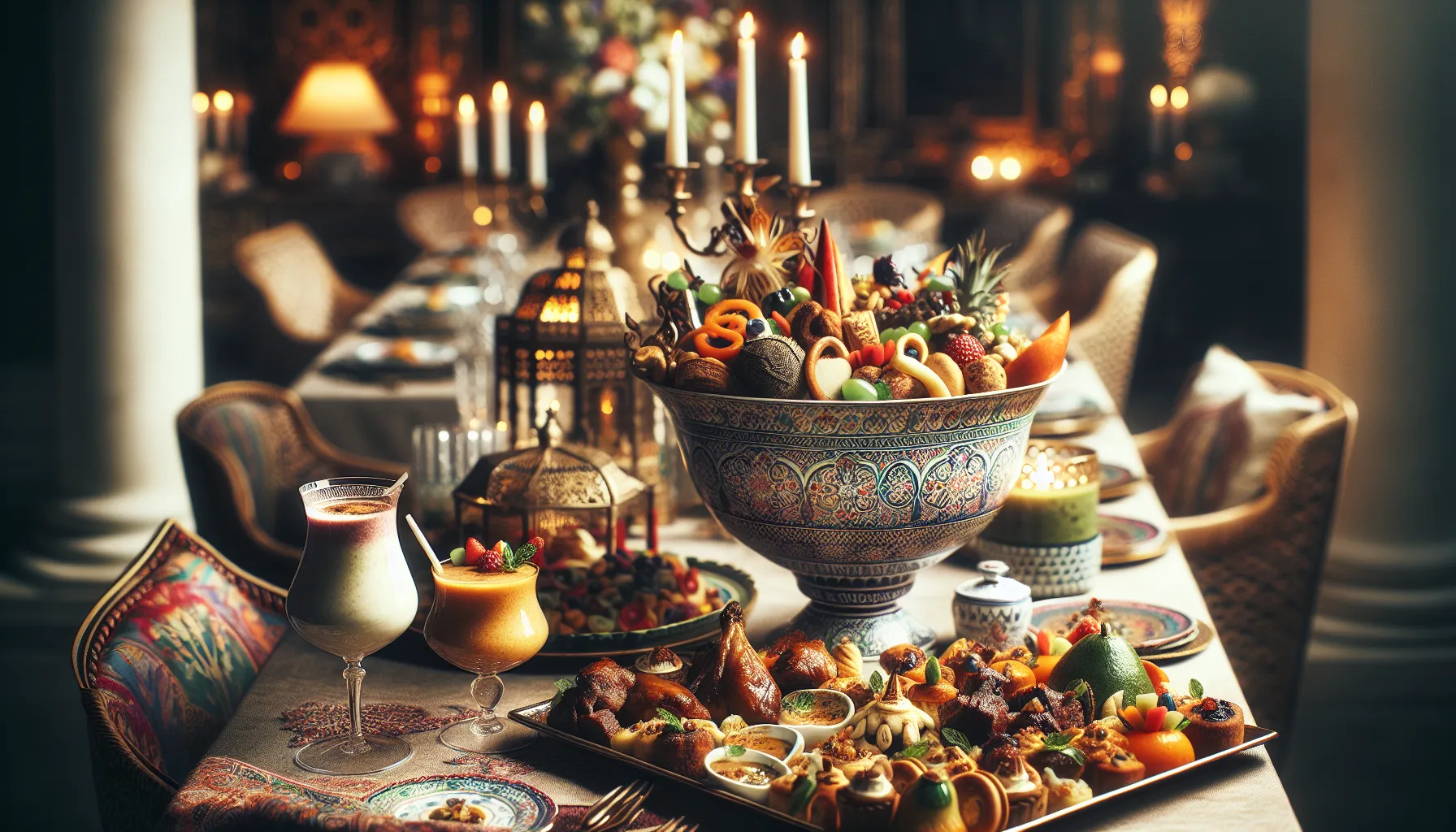 a beautifully set table filled with Middle Eastern dishes featuring Doumneh.