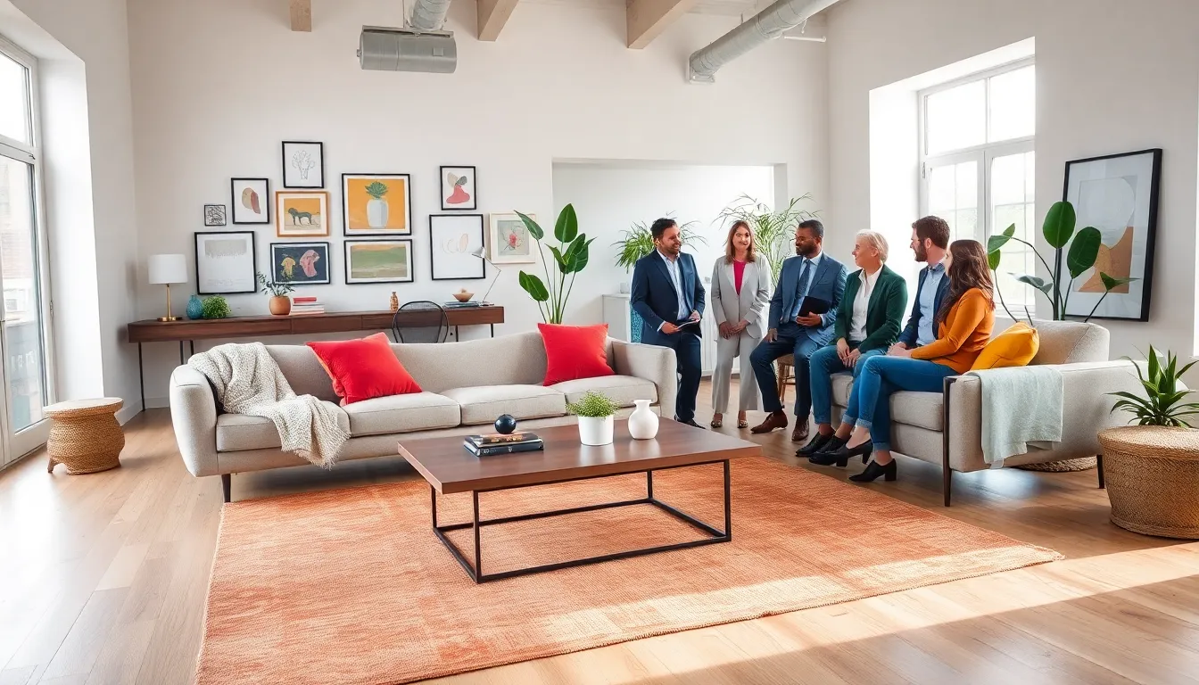 modern living area blending Scandinavian and industrial decor styles.