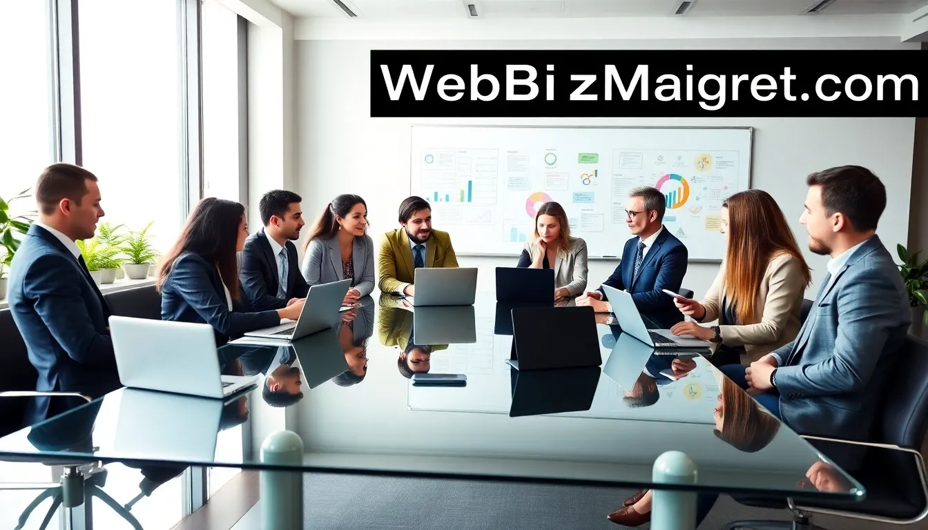 diverse professionals discussing digital business strategies in a modern office.