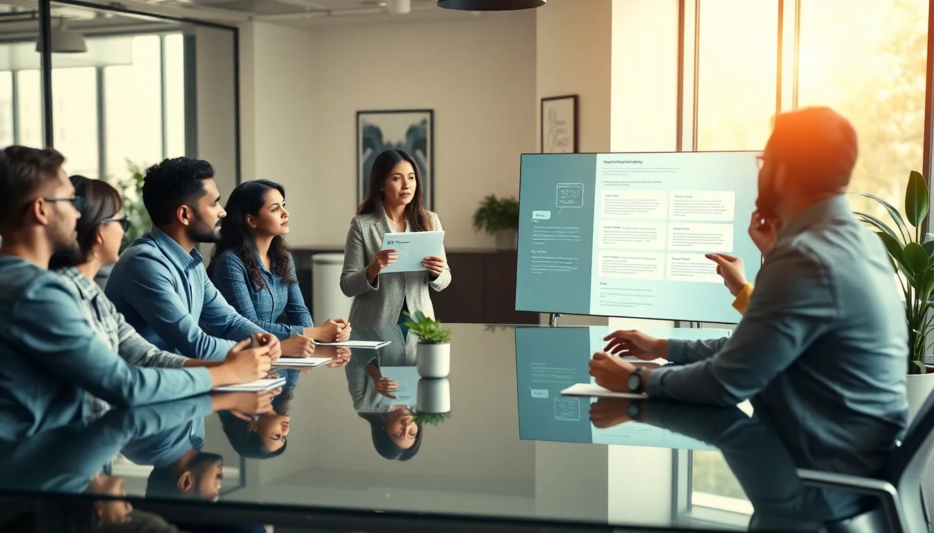 diverse team collaborating on email communication strategies in a modern office.