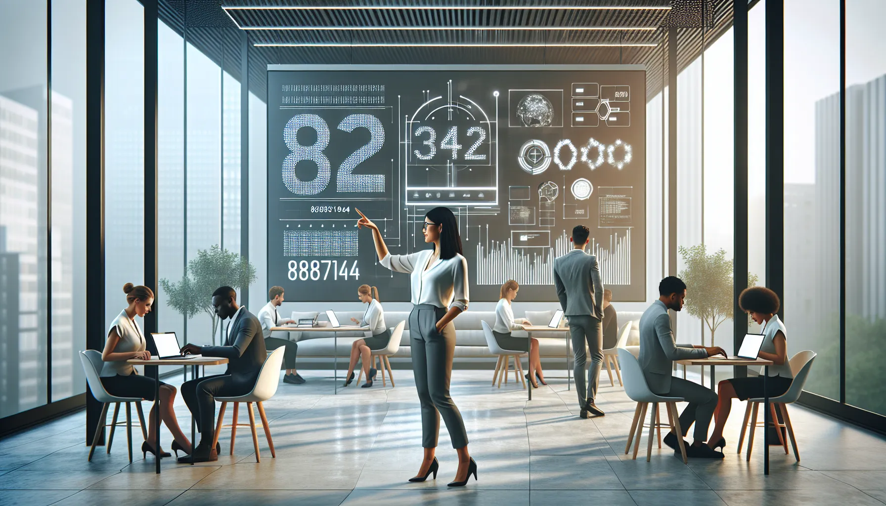 professionals discussing the number 8286319644 in a modern office setting.