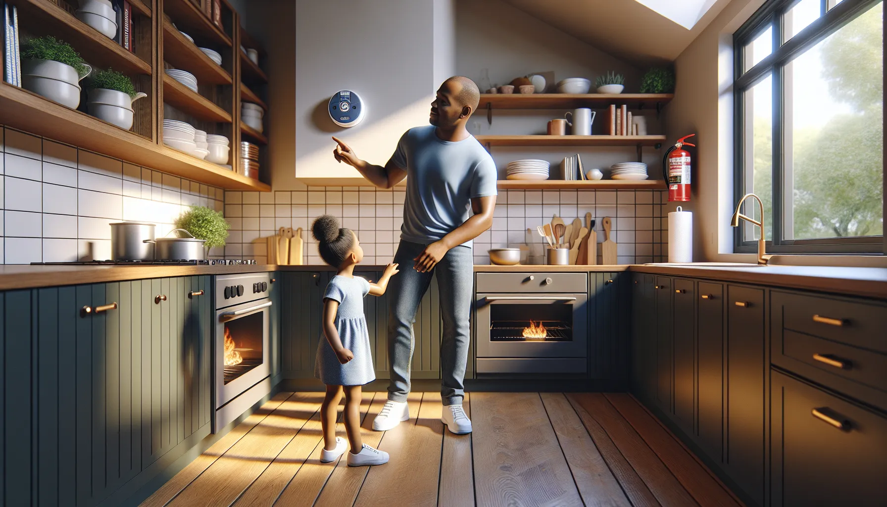 What Is Worse: First Or Third Degree Burns A father teaching his daughter about fire safety in a kitchen.