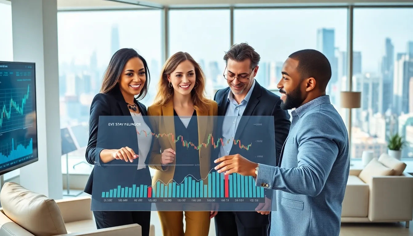 diverse team discussing cryptocurrency in a modern office.