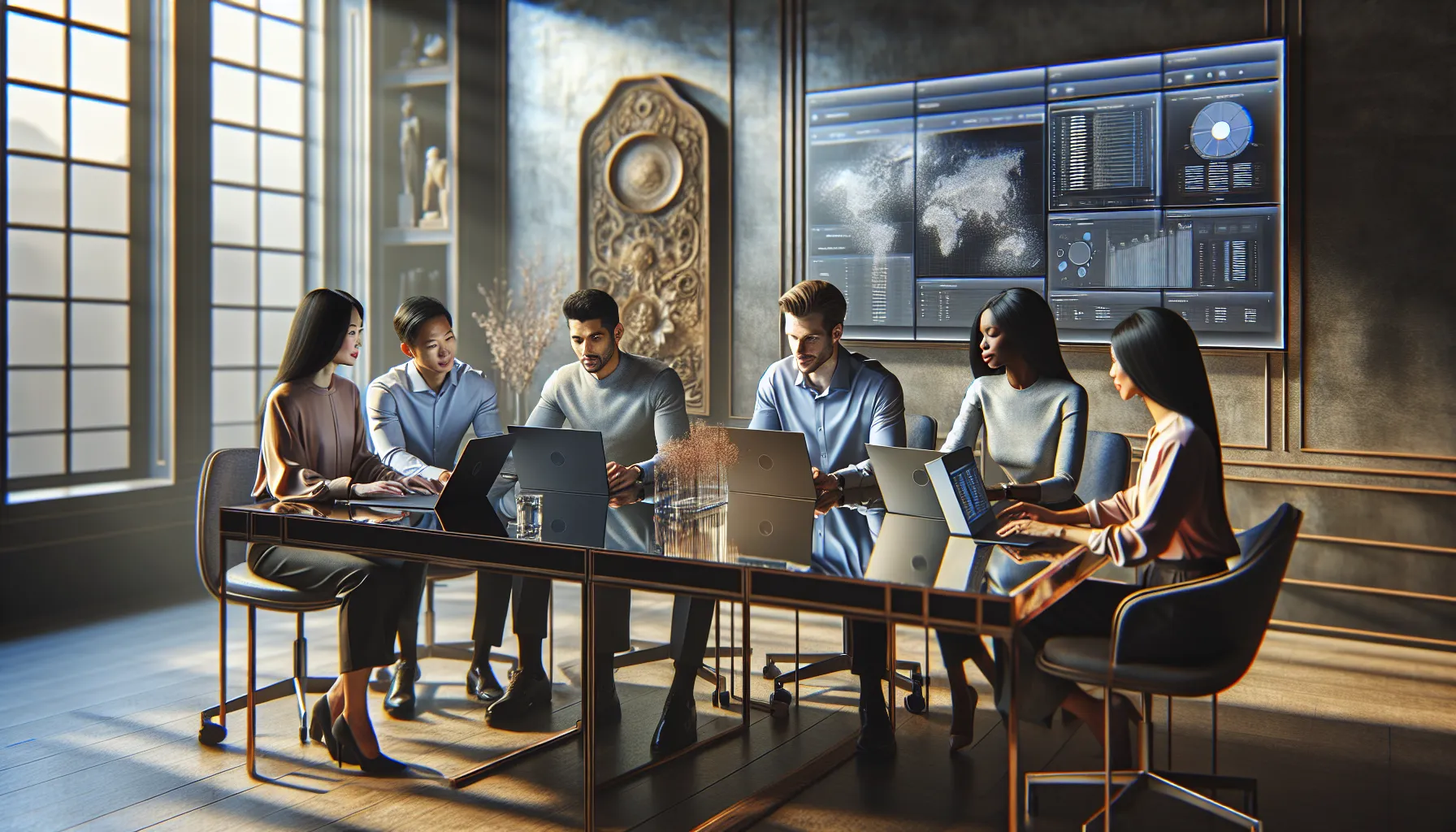 diverse team discussing software integrations in a modern office.