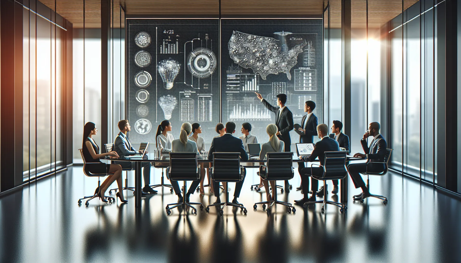 diverse team collaborating in a modern office setting.