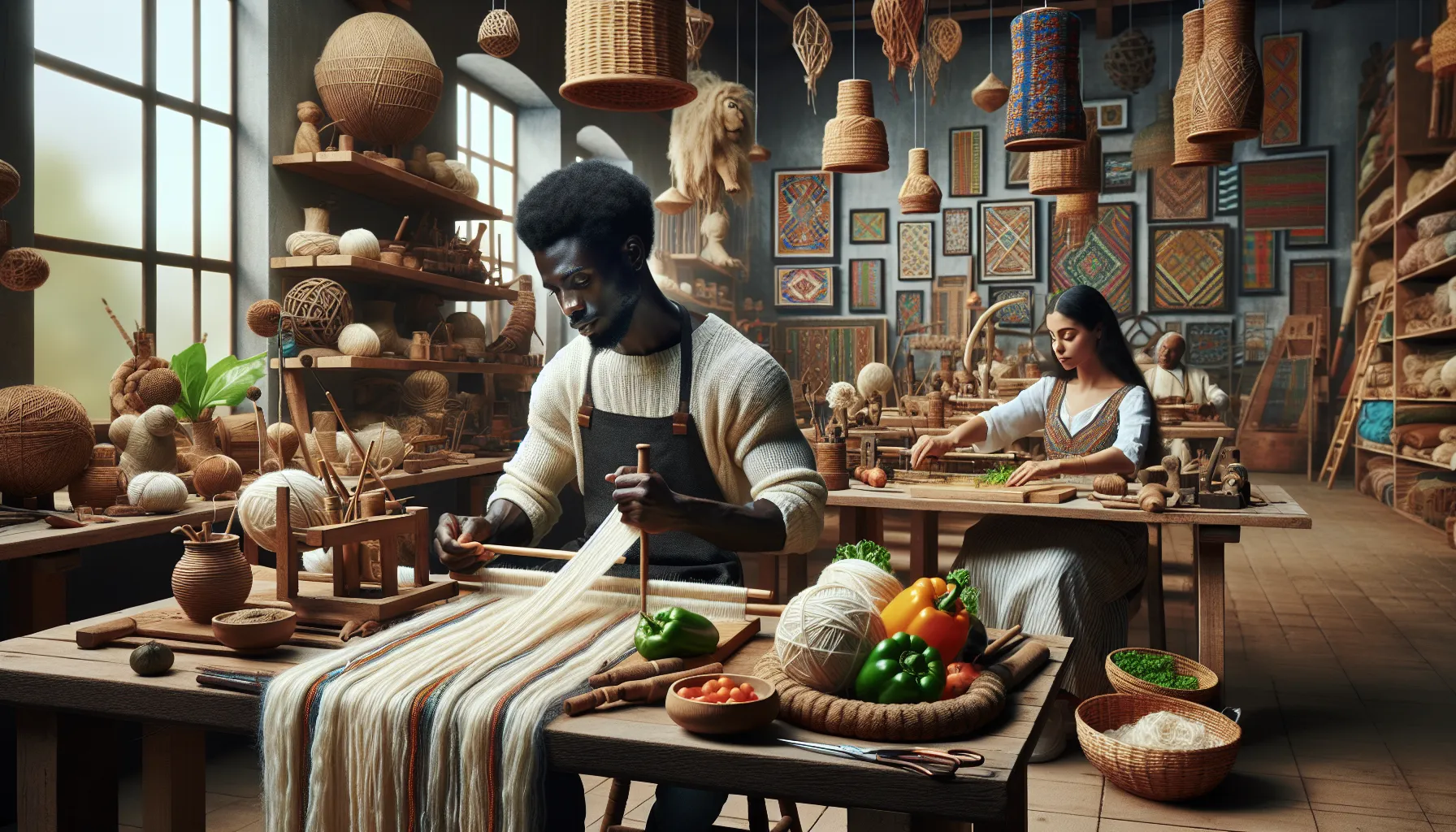 diverse artisans creating Abyeckeub in a modern workshop.