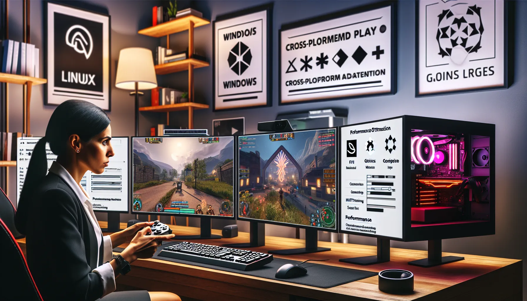 gamer in a modern setup showcasing Linux gaming technology trends.