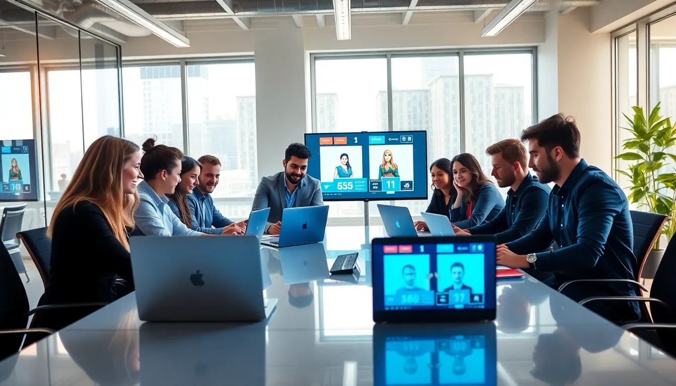 diverse team collaborating on ck2generator.com in a modern office.