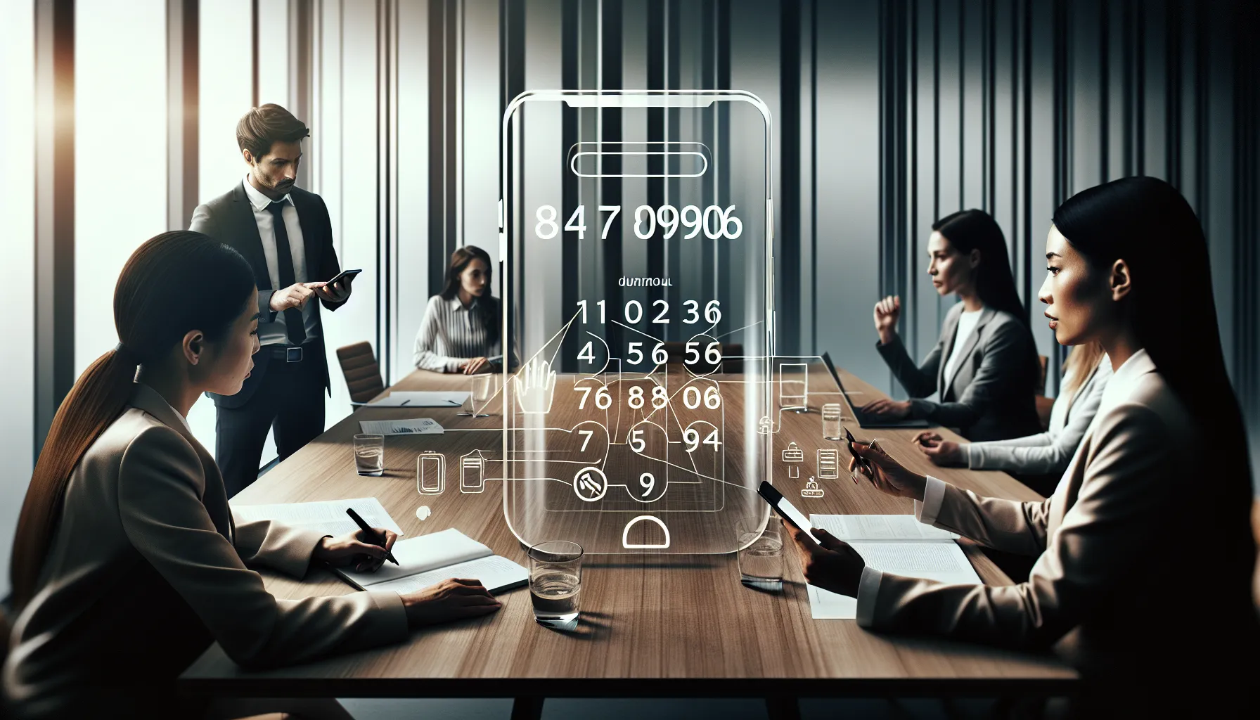 professionals discussing toll-free number in a modern office.