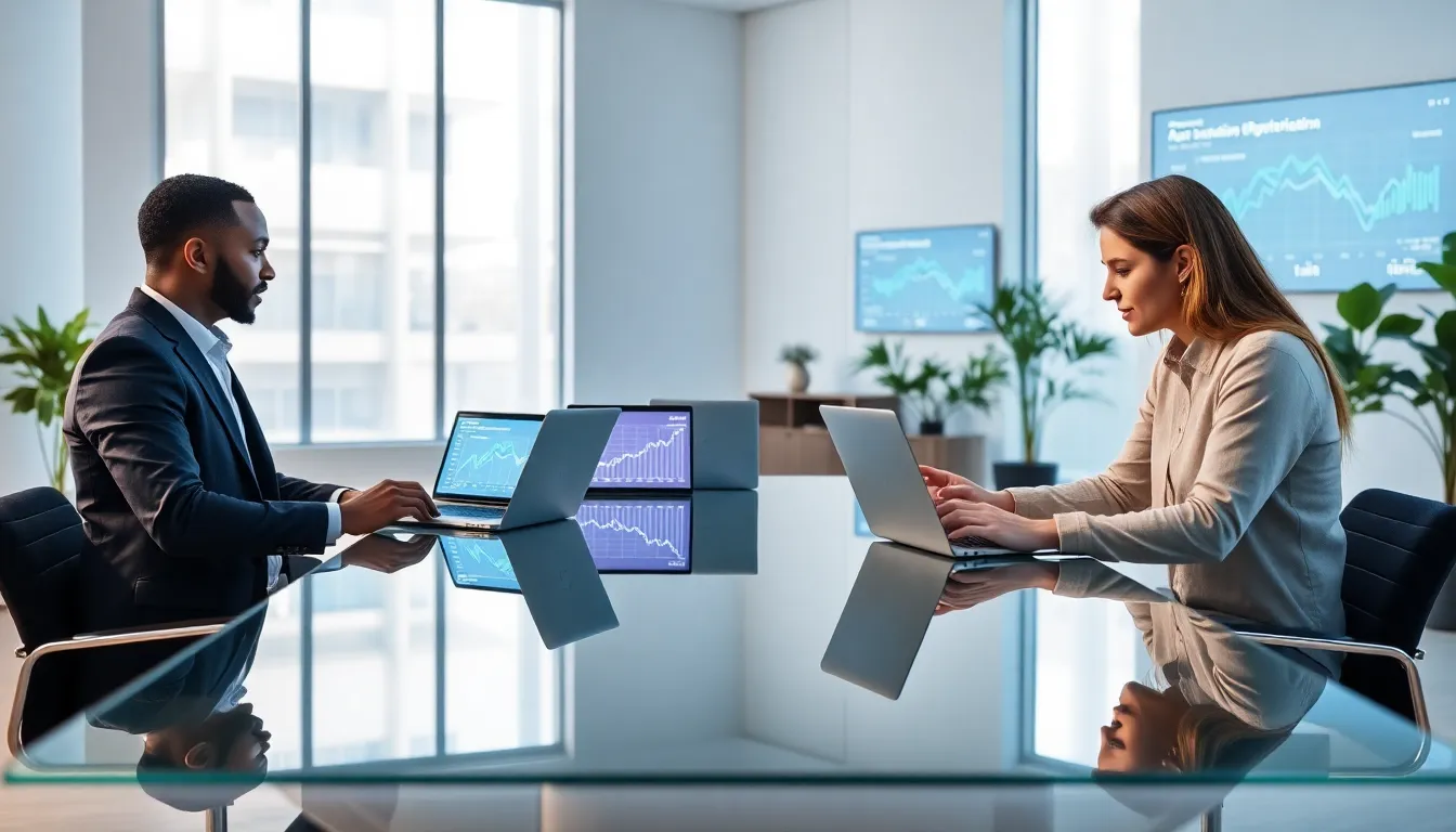 diverse team discussing tech innovation in a modern office.