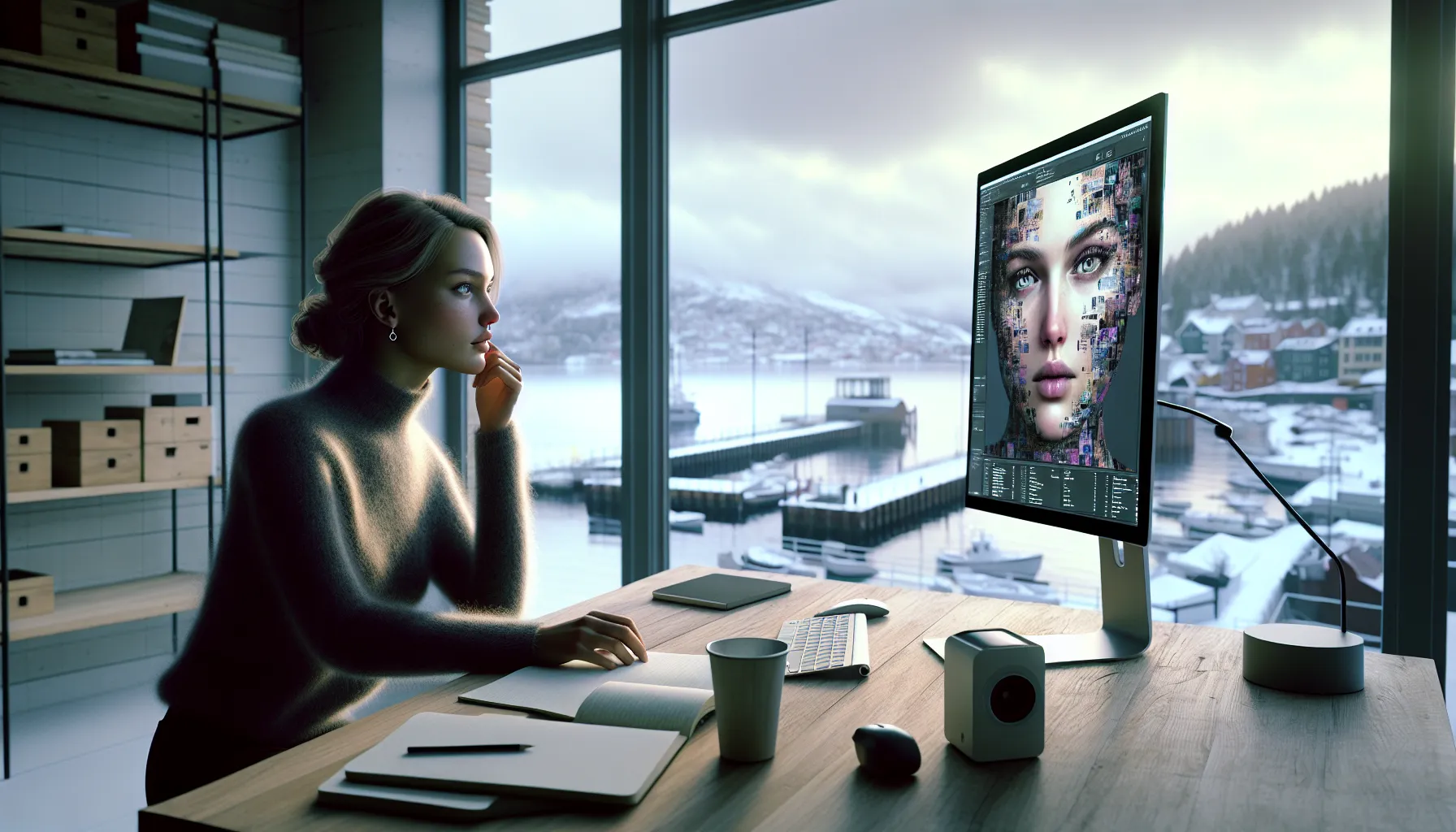 Norwegian designer in studio reflecting on ethical dilemmas in ai‑generated art.