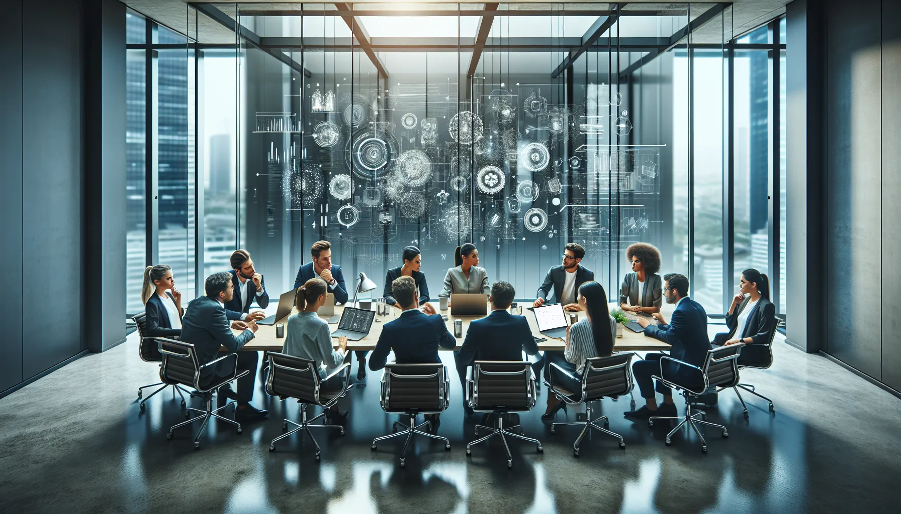 diverse professionals collaborating in a modern office.