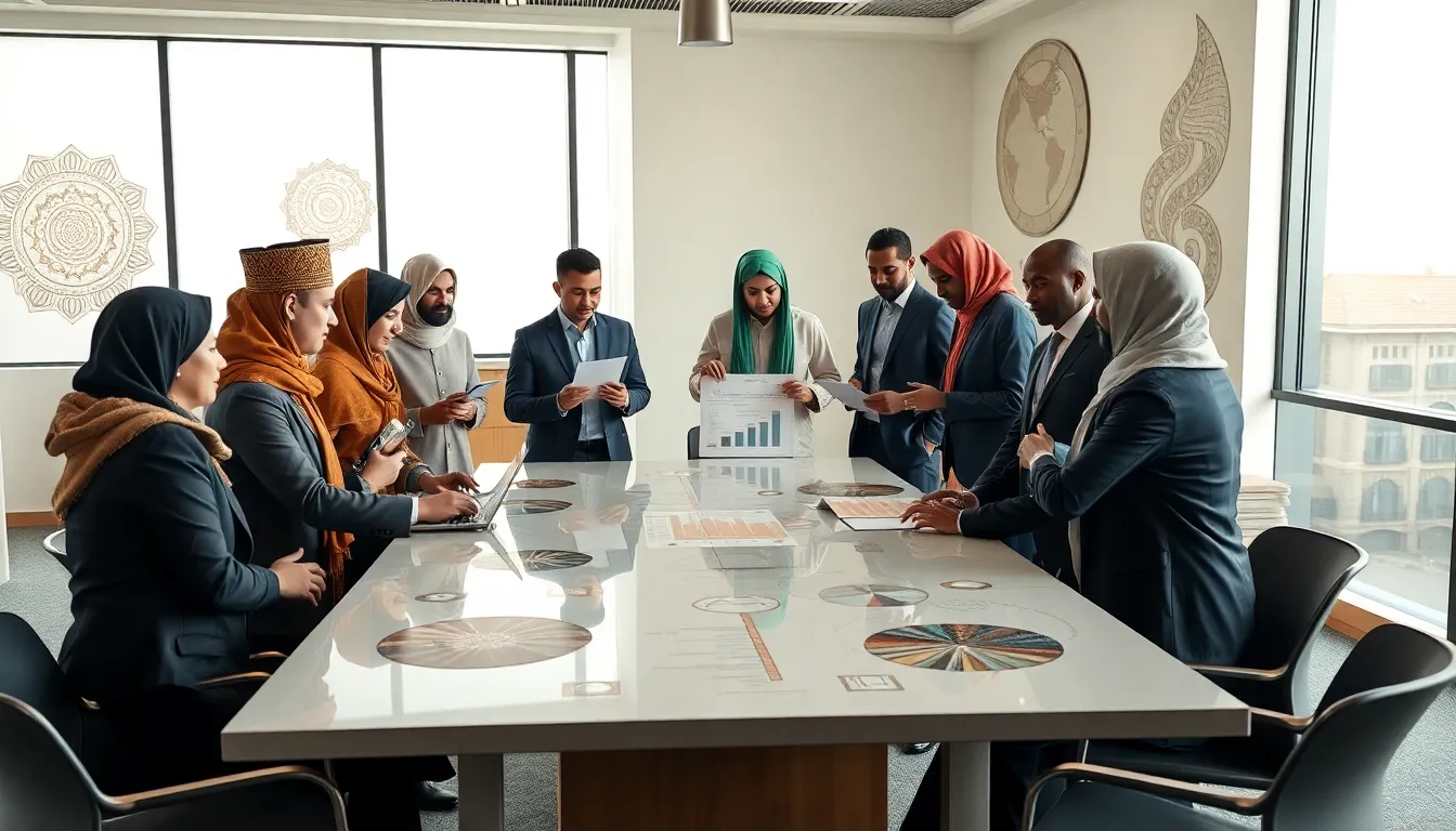 diverse professionals discussing Itslamss in a modern office setting.