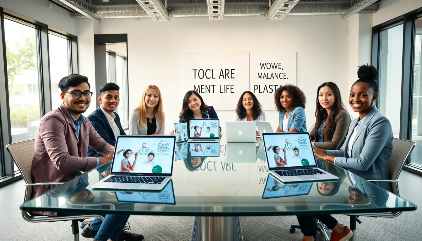 diverse Gen Z professionals collaborating in a bright, modern office.