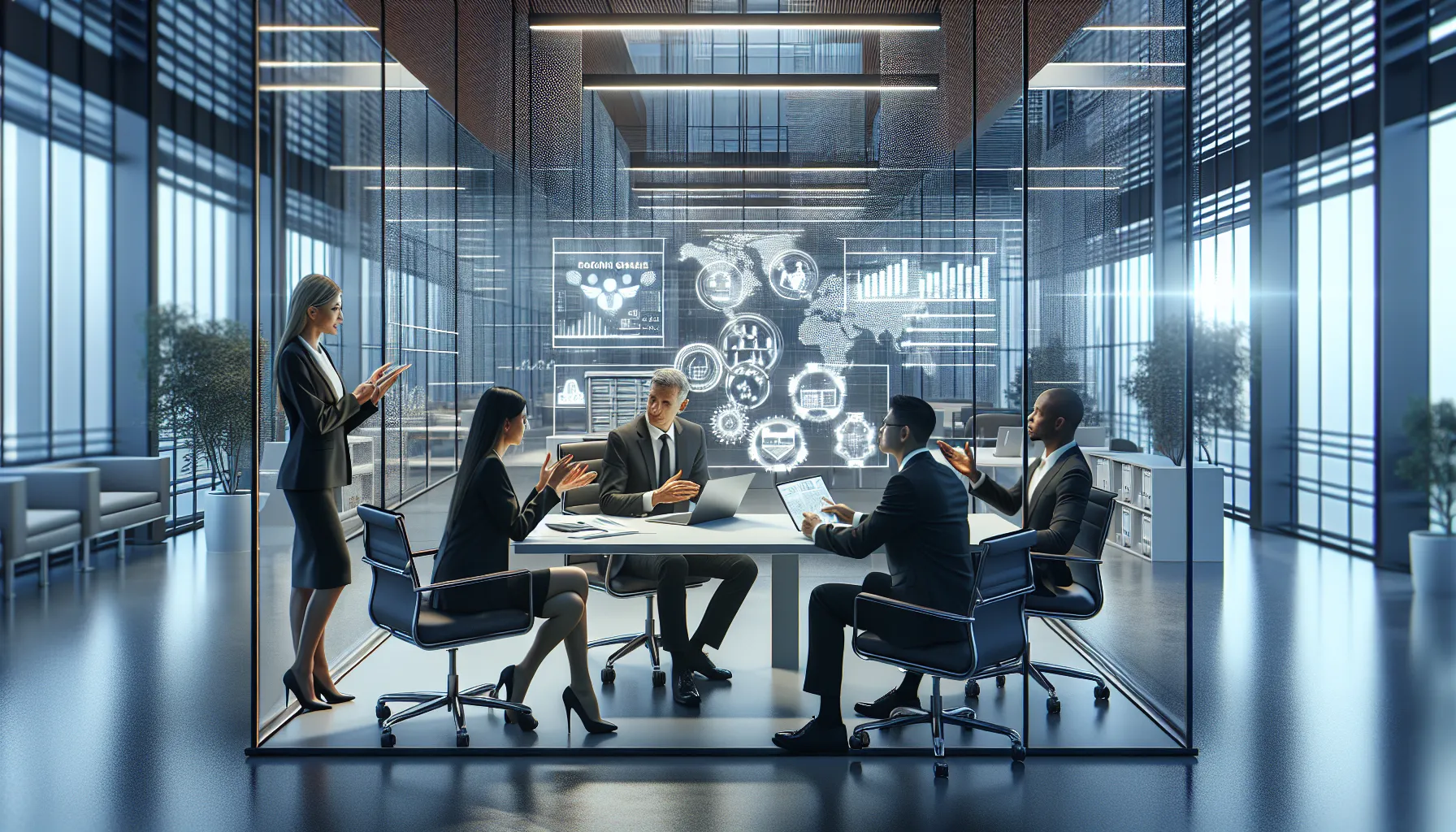 diverse team collaborating on digital analytics in a modern office.