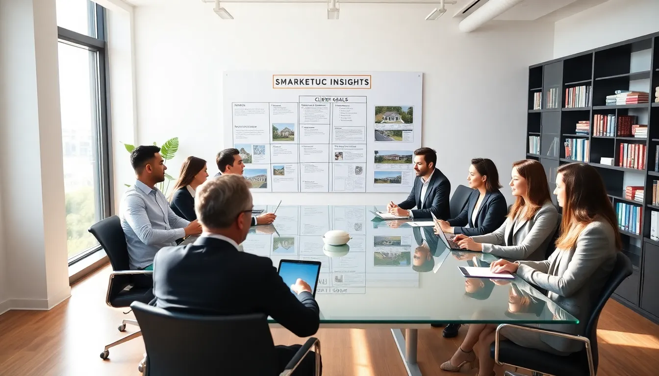 diverse real estate team collaborating in a modern office.