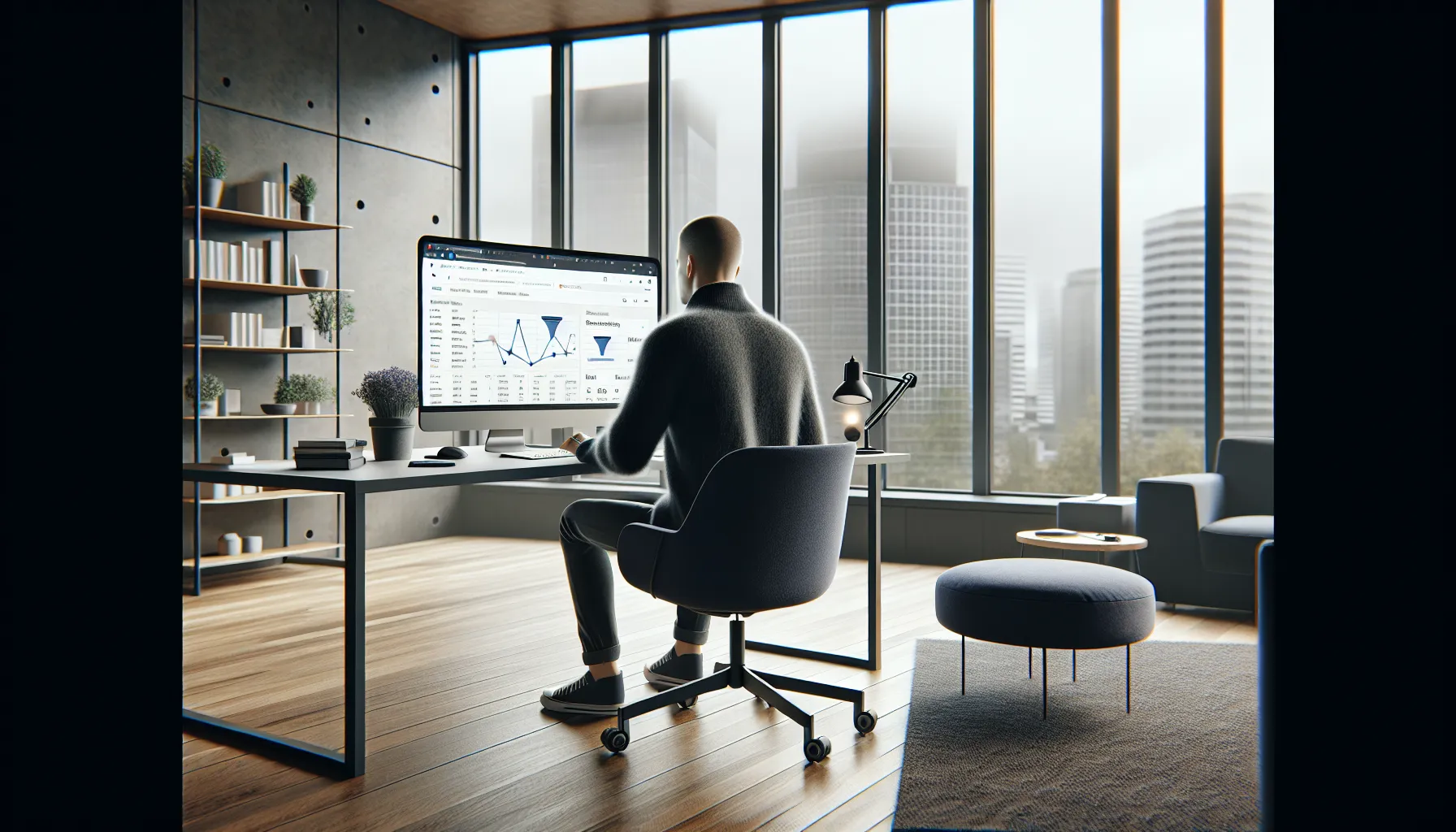 Seo consultant in a modern oslo office explaining search data to a business owner.