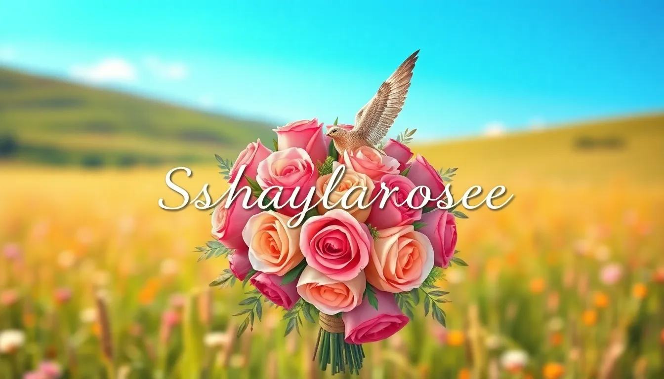a bouquet of roses and feathers representing strength and beauty.