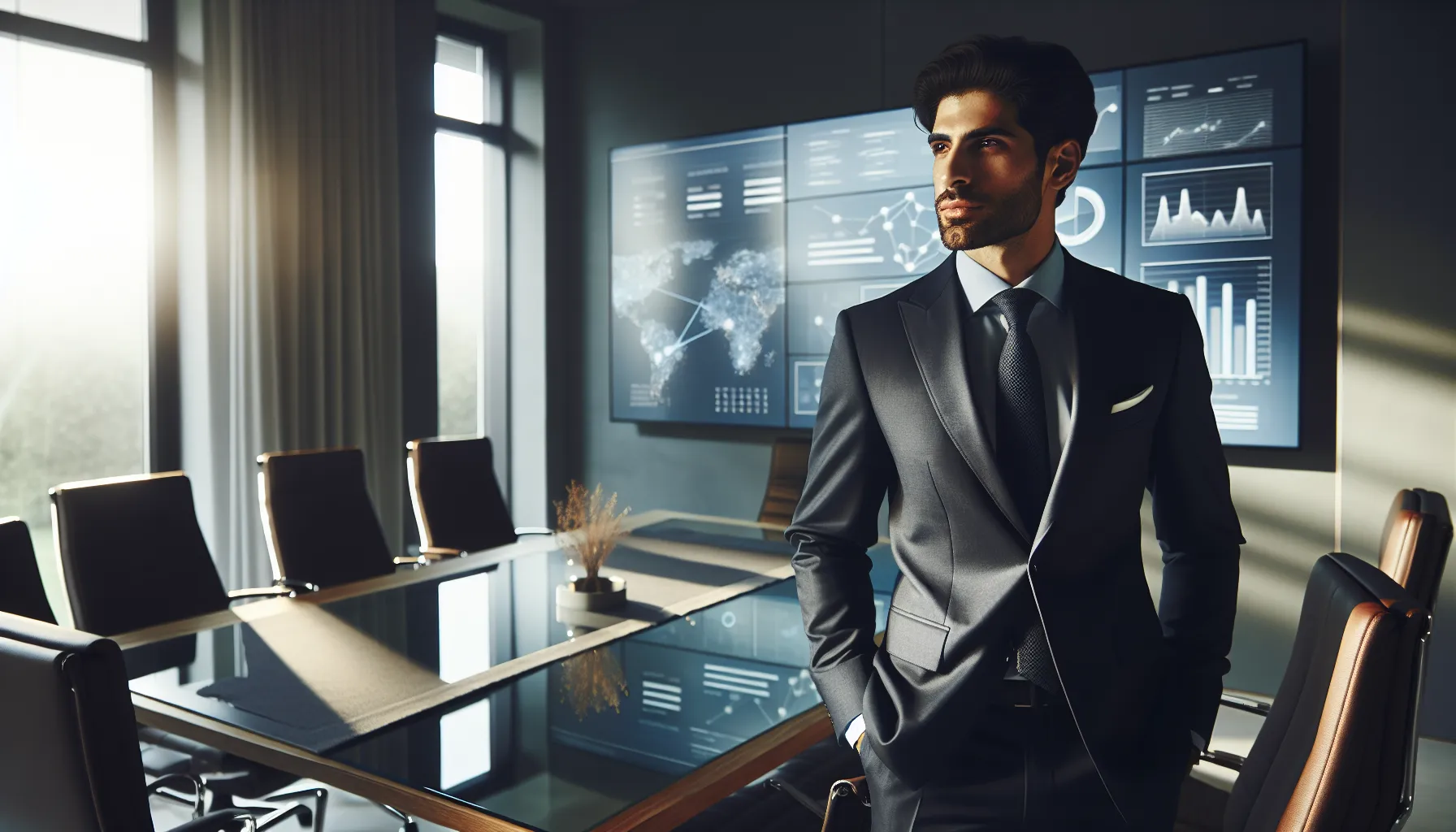 محمد عبد السلام in a modern office discussing with colleagues.