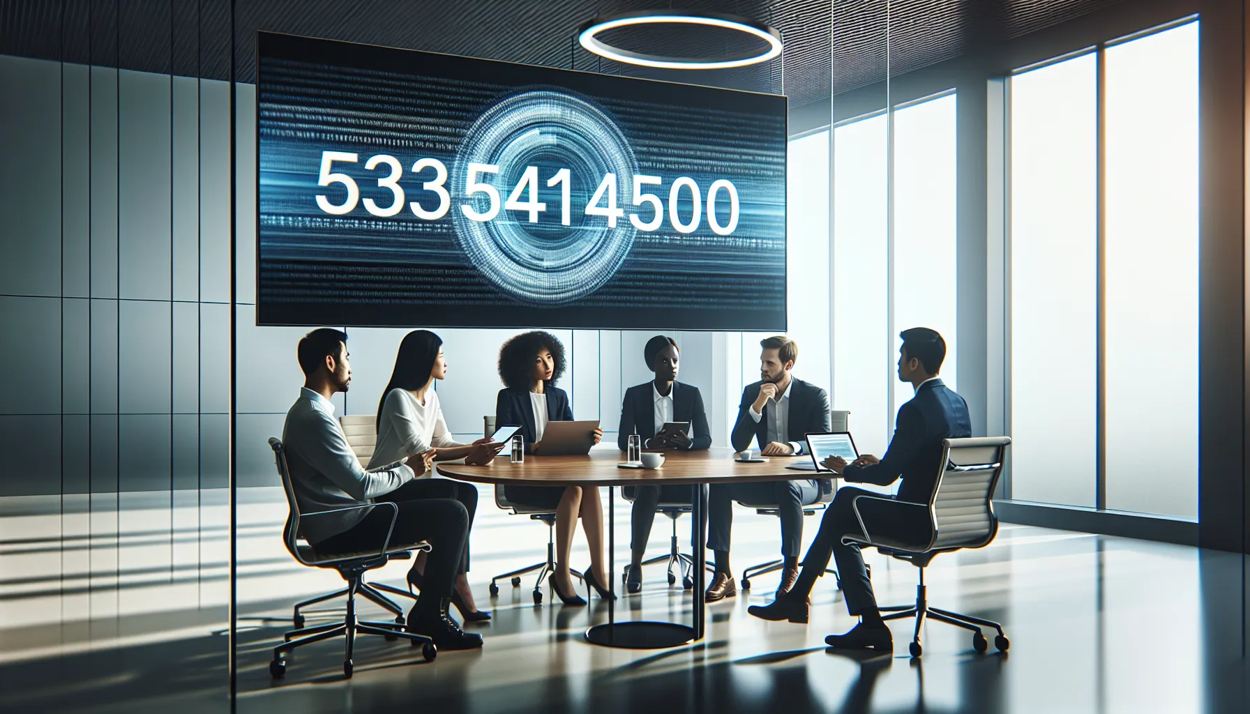 diverse team discussing data applications in a modern office.