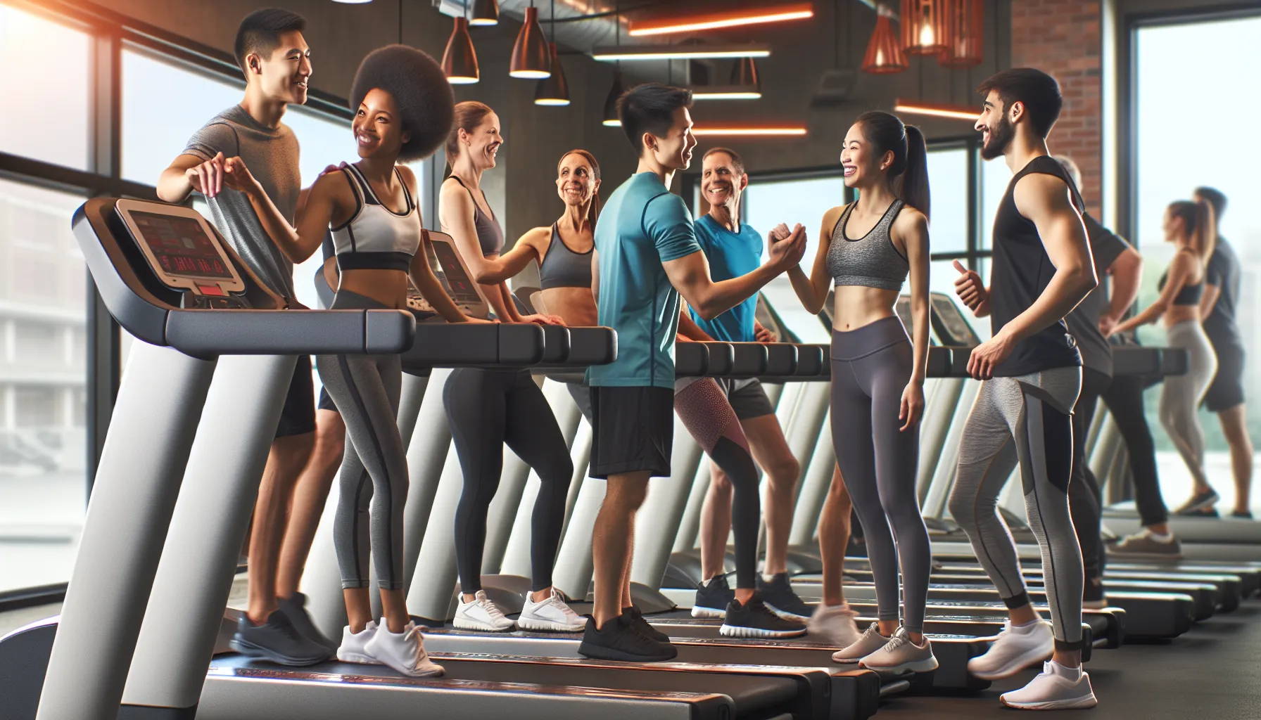 diverse gym community with supportive interactions and modern equipment.