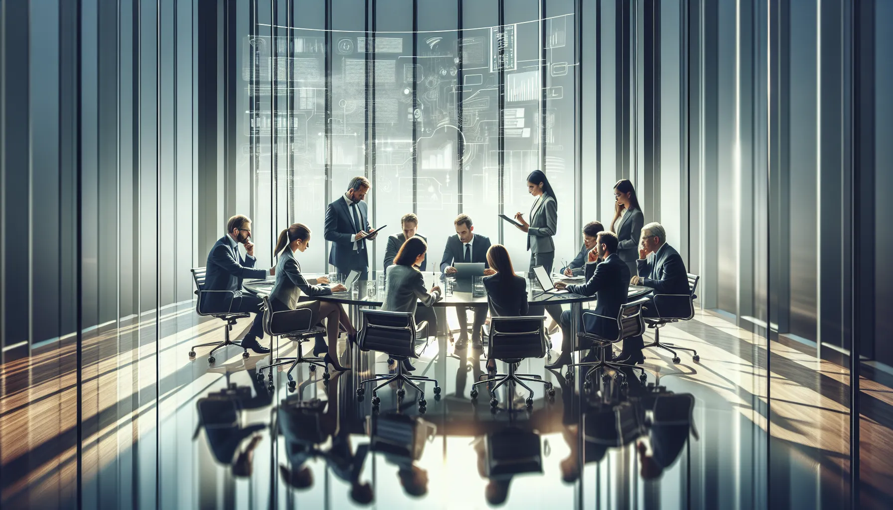 diverse professionals discussing phone number security in a modern office.