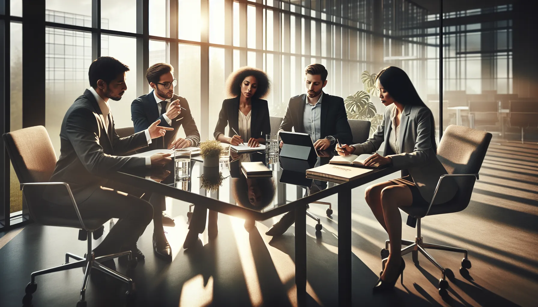 diverse team discussing ethical considerations in a modern office.