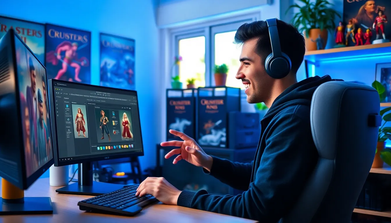 a gamer creating a custom character for Crusader Kings II on his computer.