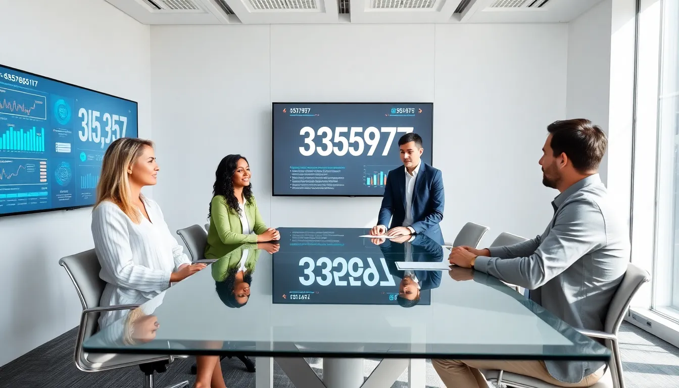 diverse team discussing data analytics in a modern office.