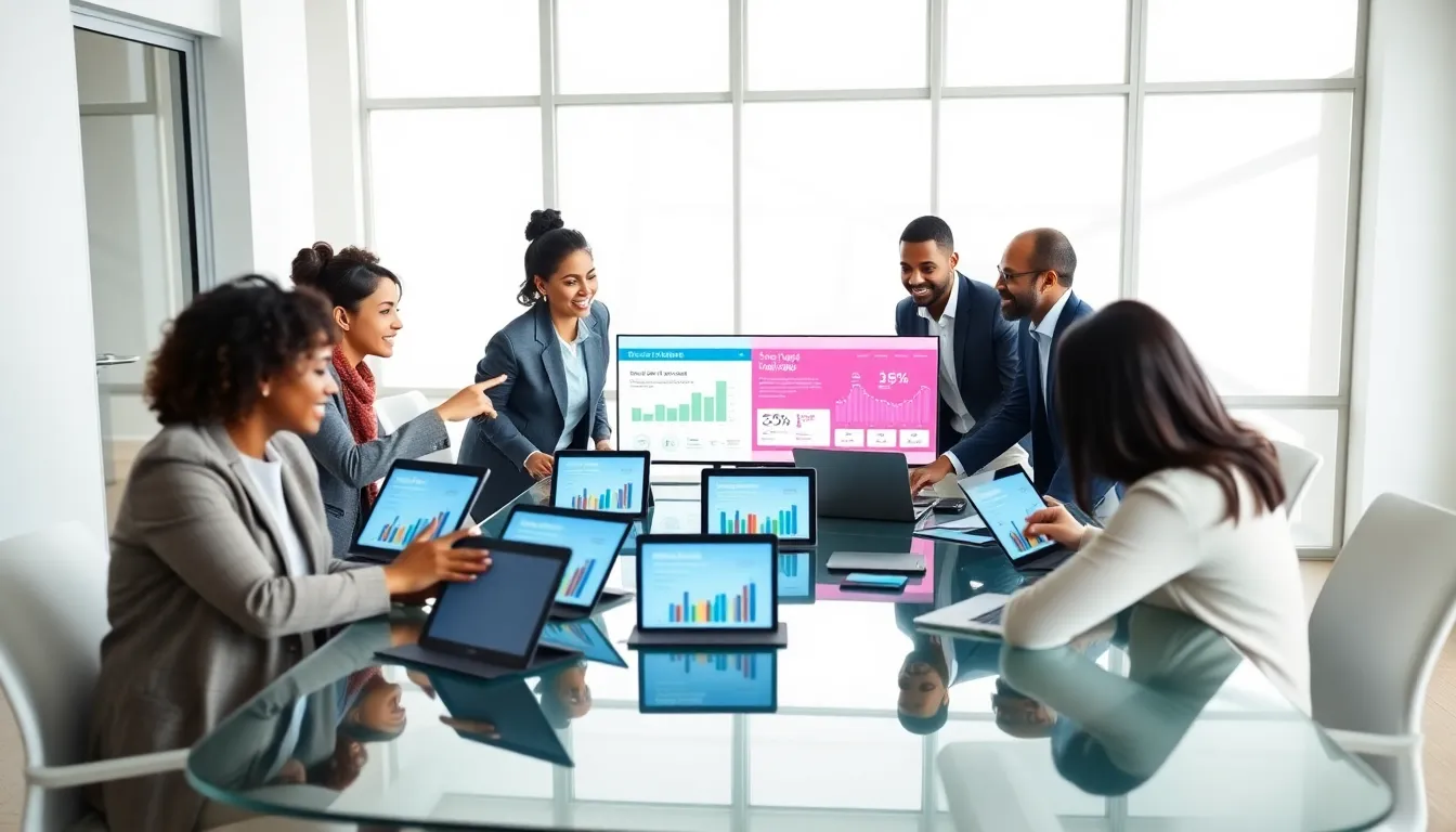 diverse team discussing smart shopping strategies in a modern office.