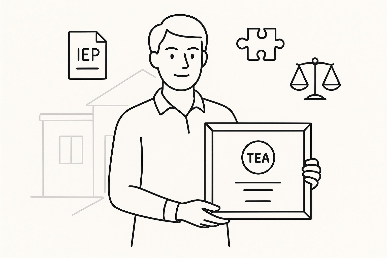 Teacher holding a TEA certificate with IEP, puzzle piece, and law icons. - How To Get Special Education Certification In Texas A Practical 2026 Guide For Educators