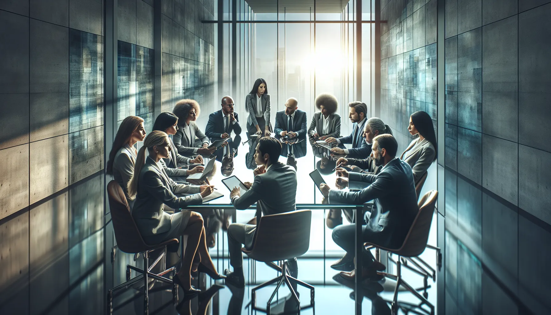 diverse team brainstorming in a modern office.