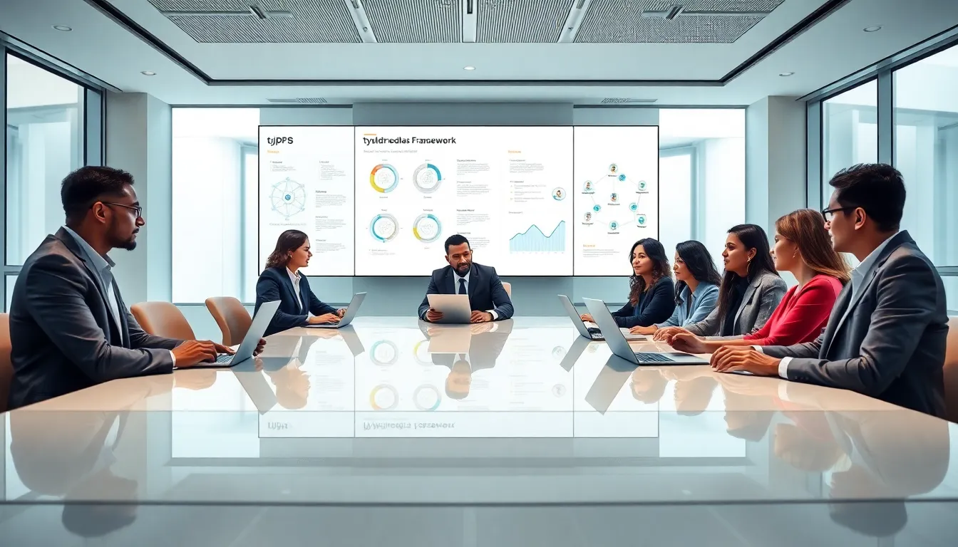diverse professionals collaborating in a modern conference room.