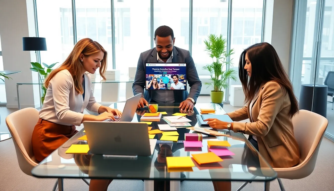 diverse professionals planning budget-friendly events in a modern office.