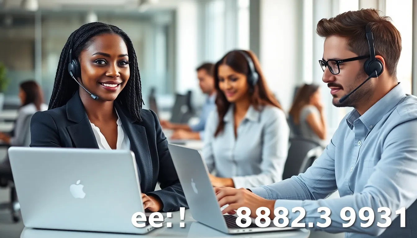 diverse team assisting customers in a modern call center.