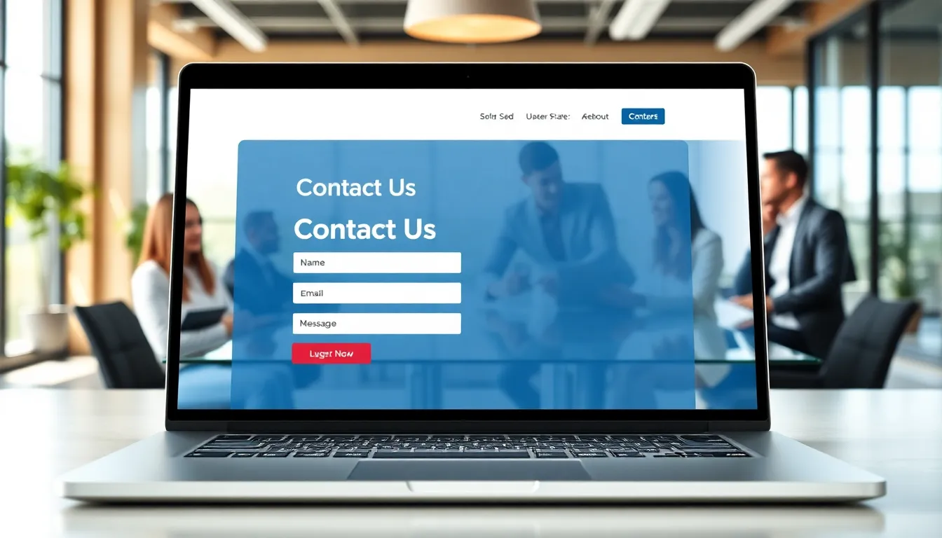 user-friendly contact us form on a laptop in a modern office