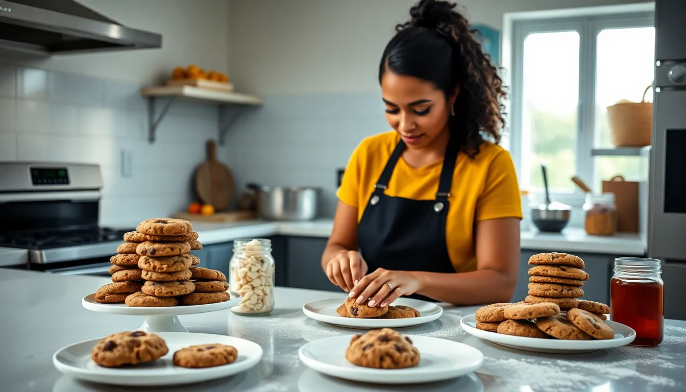 baker creating cookies in a modern, inviting kitchen.