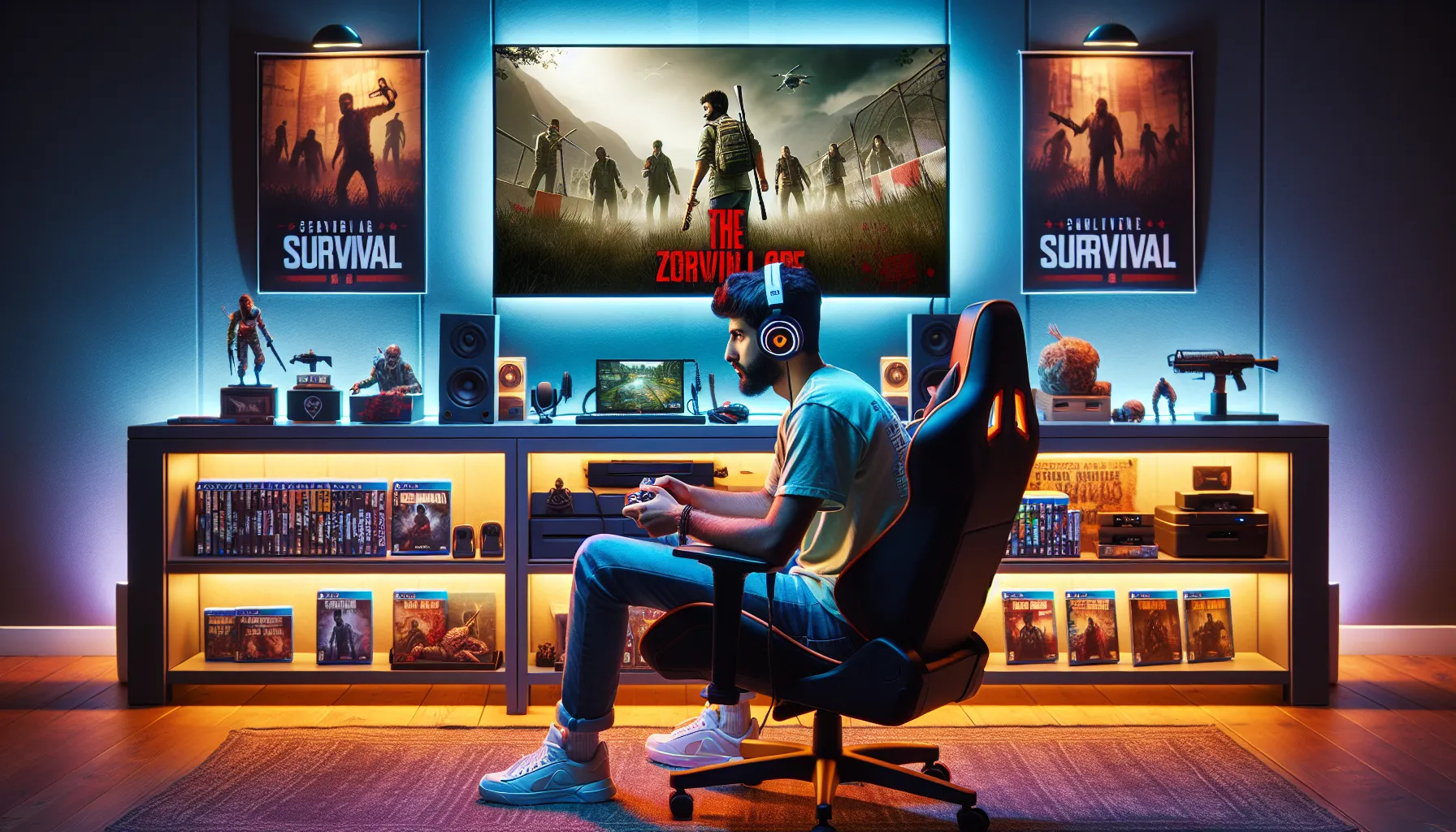 player enjoying DayZ offline in a modern gaming room.