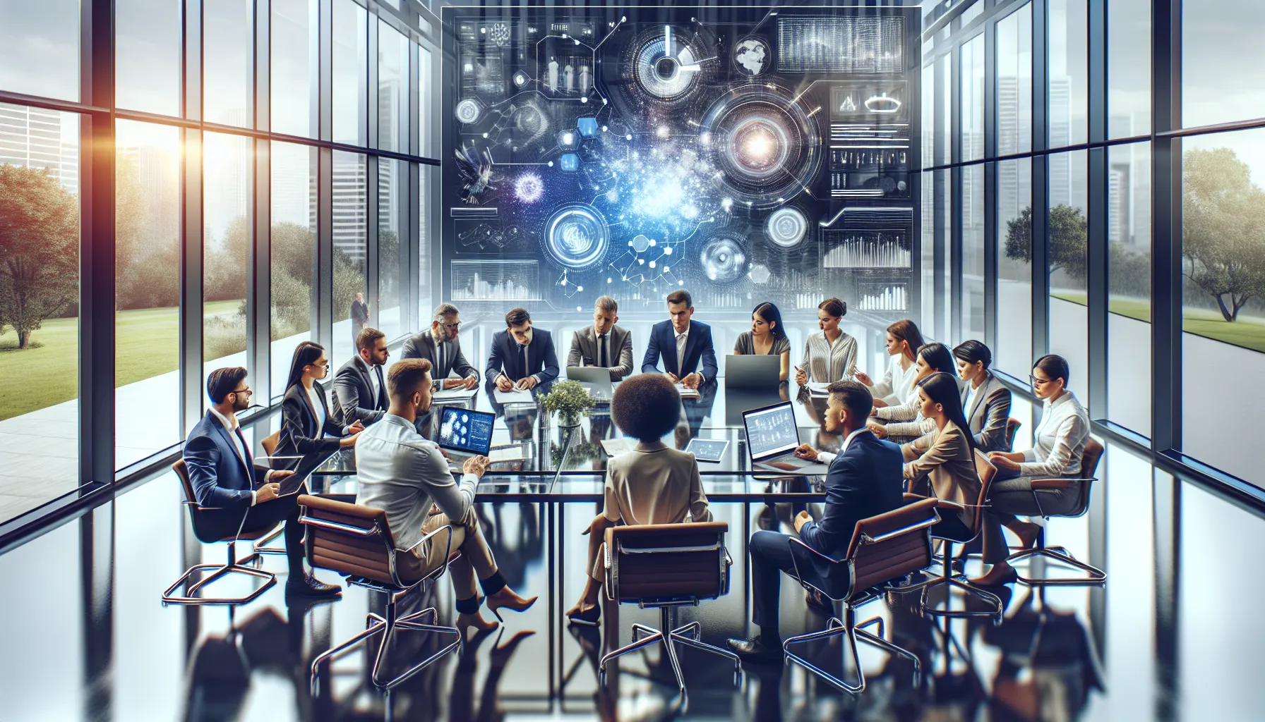 diverse team discussing the Jopalosya1 platform in a modern office.