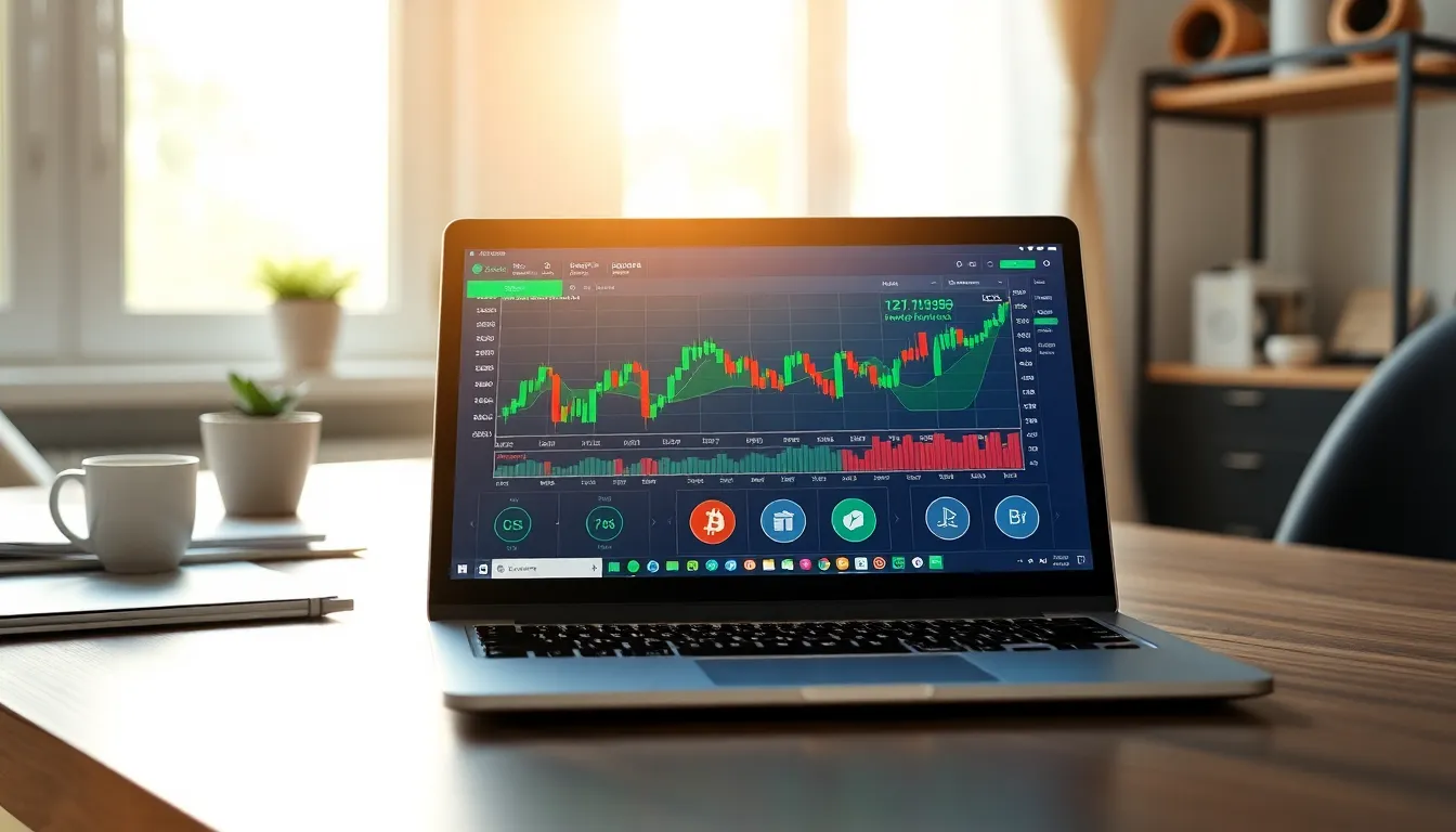 a digital wallet displaying Bitcoin and BitClassic market trends on a laptop.