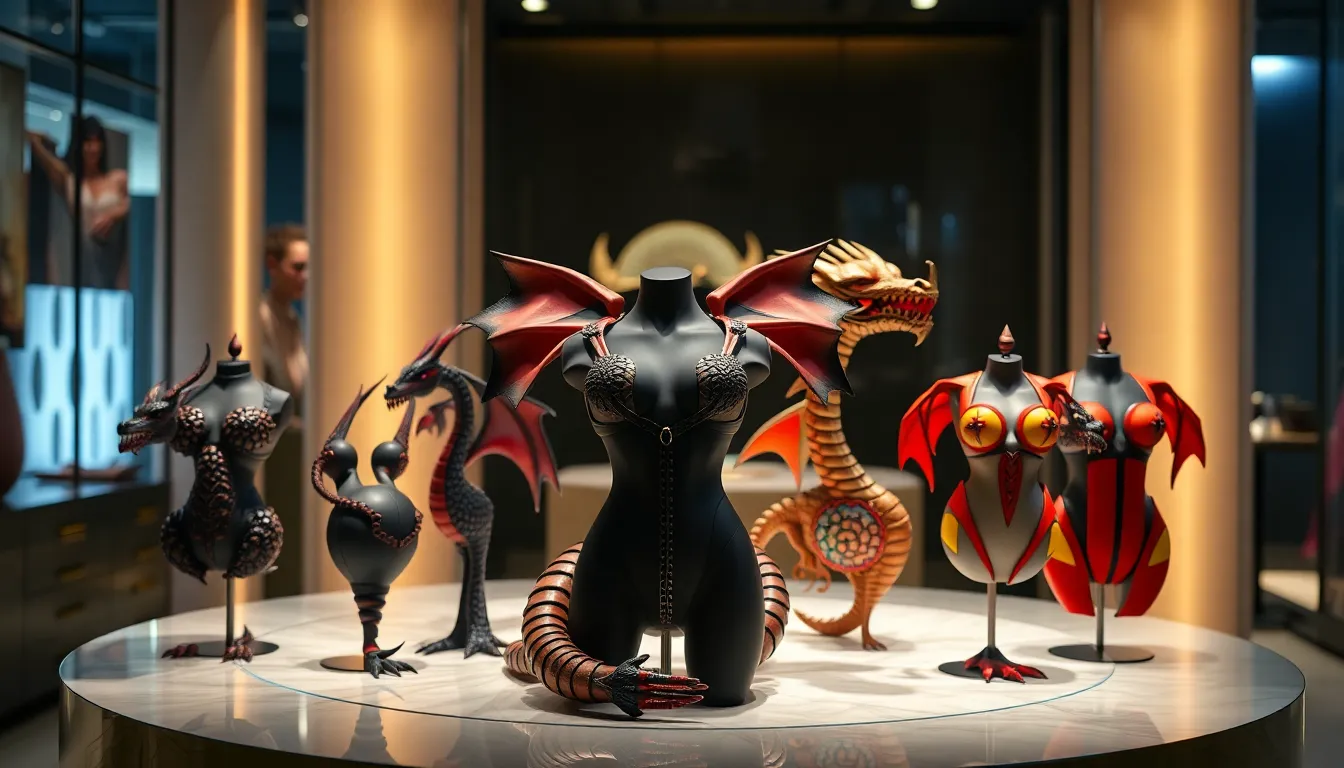 display of Bad Dragon wearables in a modern setting.