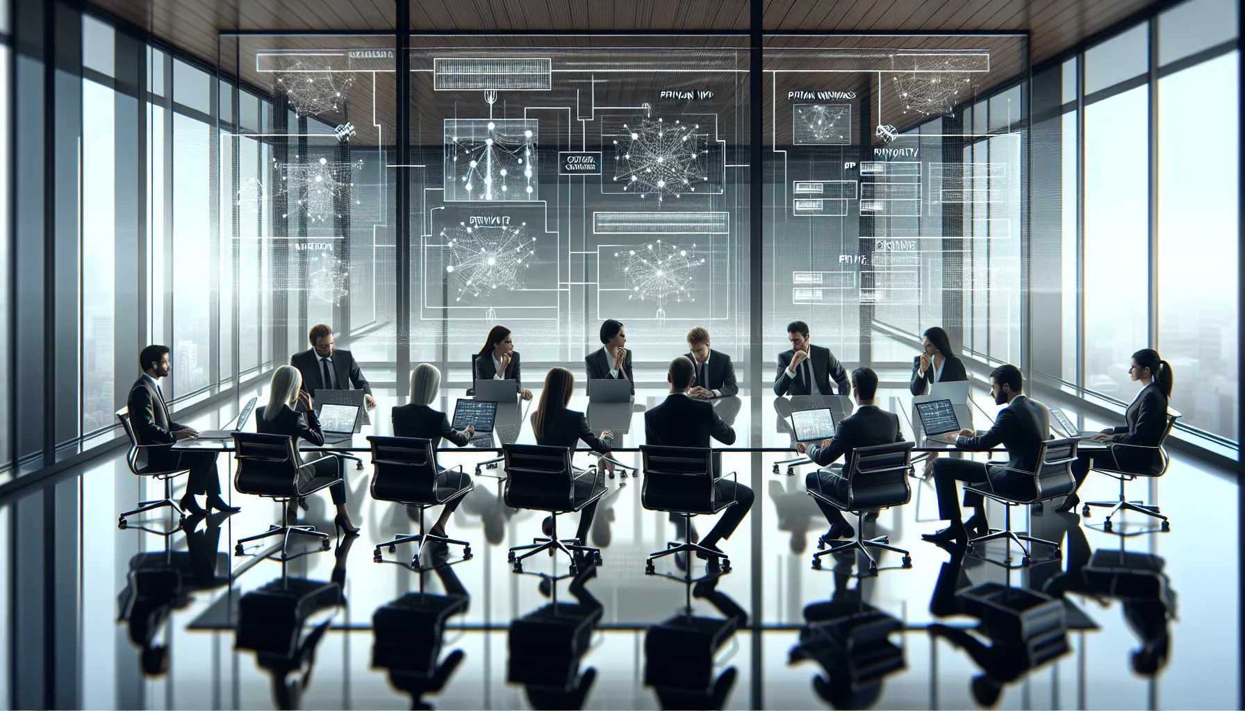 professionals discussing private IP addresses in a modern office.