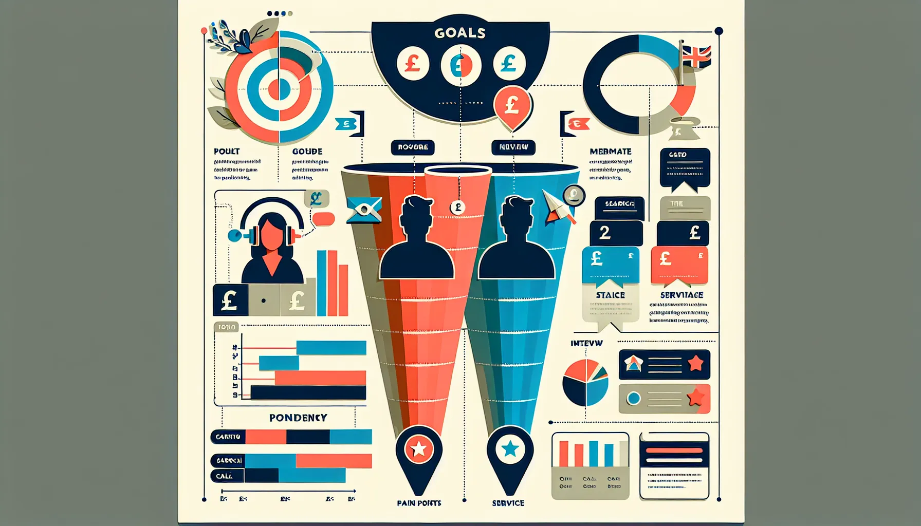 Process diagram for UK SEO keyword research: goals, personas, intent funnel.